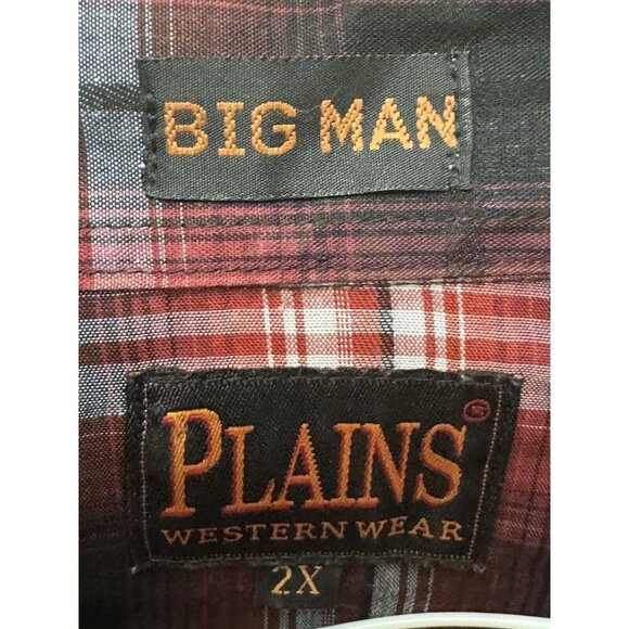 Plains Western Shirt 2X Plaid Pearl Snap Cowboy Rockabilly Big Man Mens XXL - Picture 4 of 8